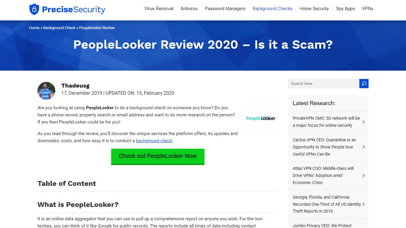 PeopleLooker Review 2020 - Is it a Scam? - PreciseSecurity.com